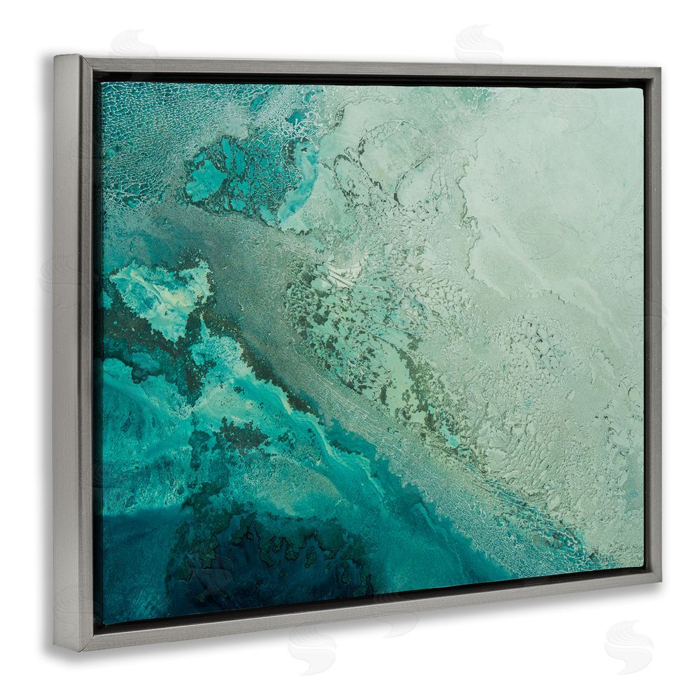 Petra Meikle de Vlas Aerial View Tide Pool Gray Floating Frame Canvas Wall Art Print