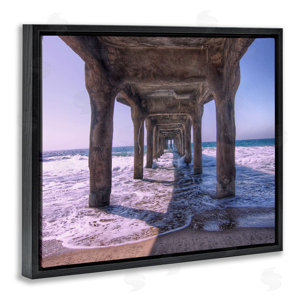 Jeff Poe Photography Waves Under Dock Black Floating Frame Canvas Wall Art Print