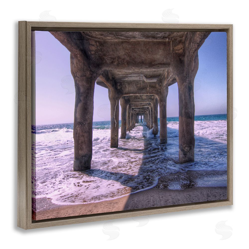 Jeff Poe Photography Waves Under Dock Brown Floating Frame Canvas Wall Art Print