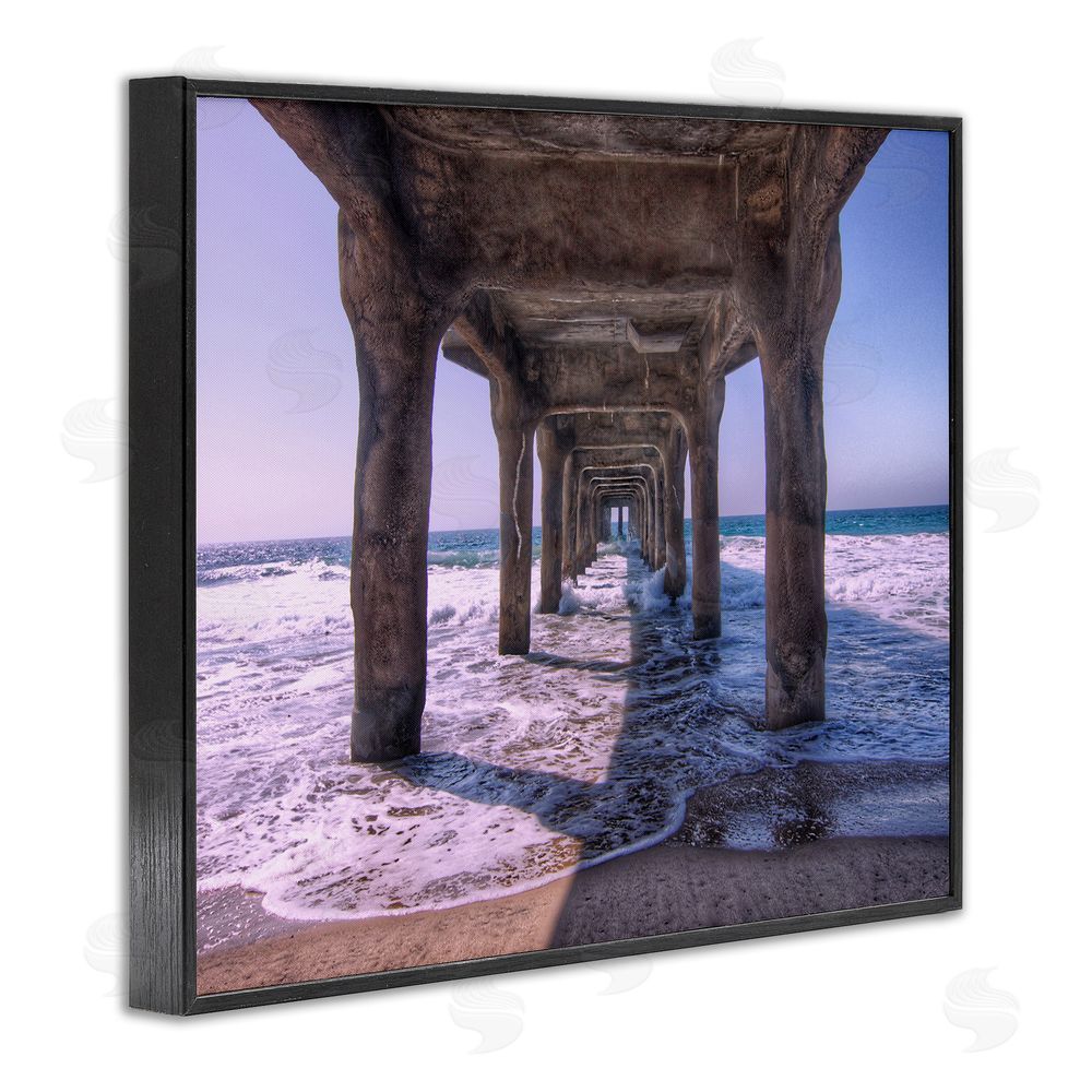 Jeff Poe Photography Waves Under Dock Black Framed Giclee Wall Art Print