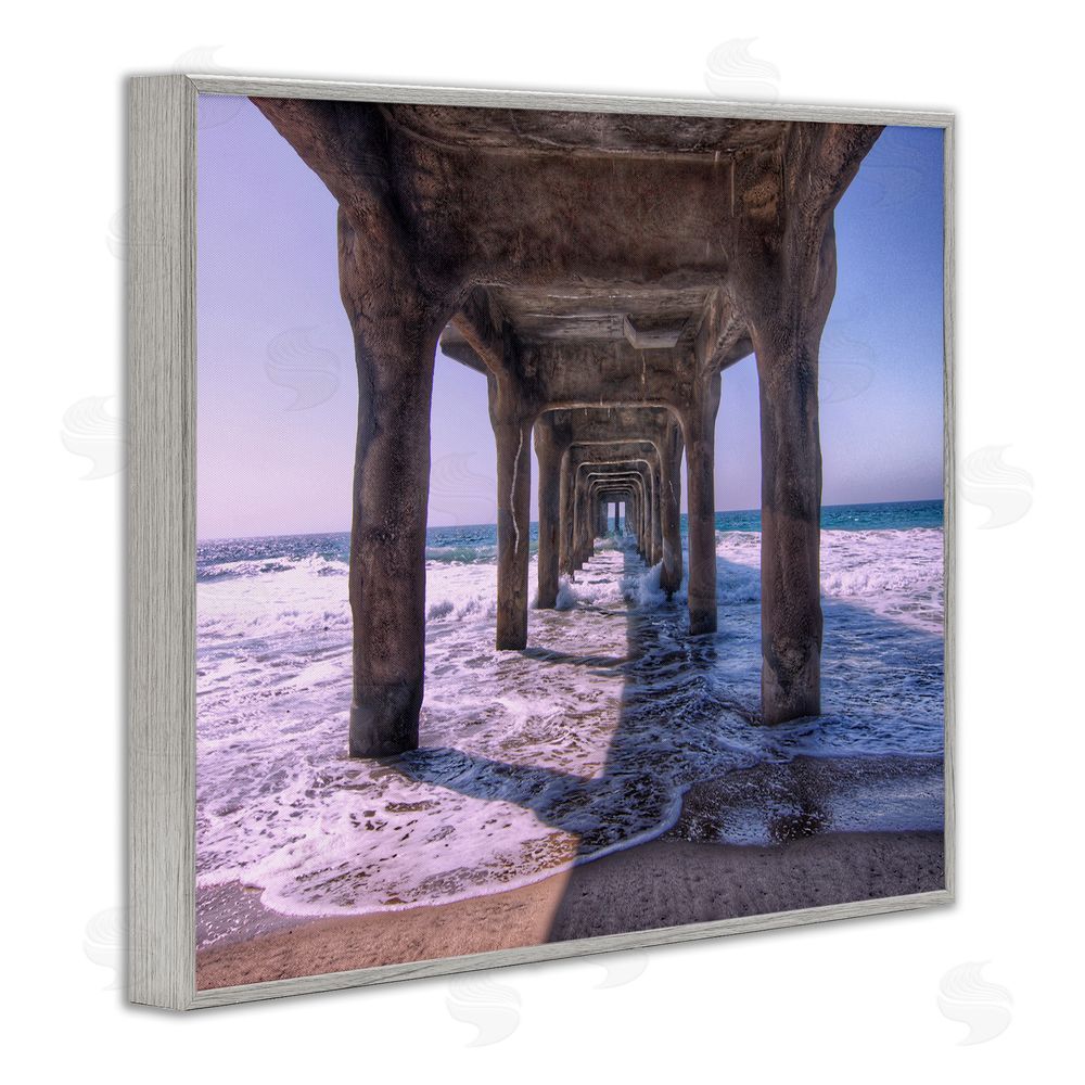 Jeff Poe Photography Waves Under Dock Gray Framed Giclee Wall Art Print