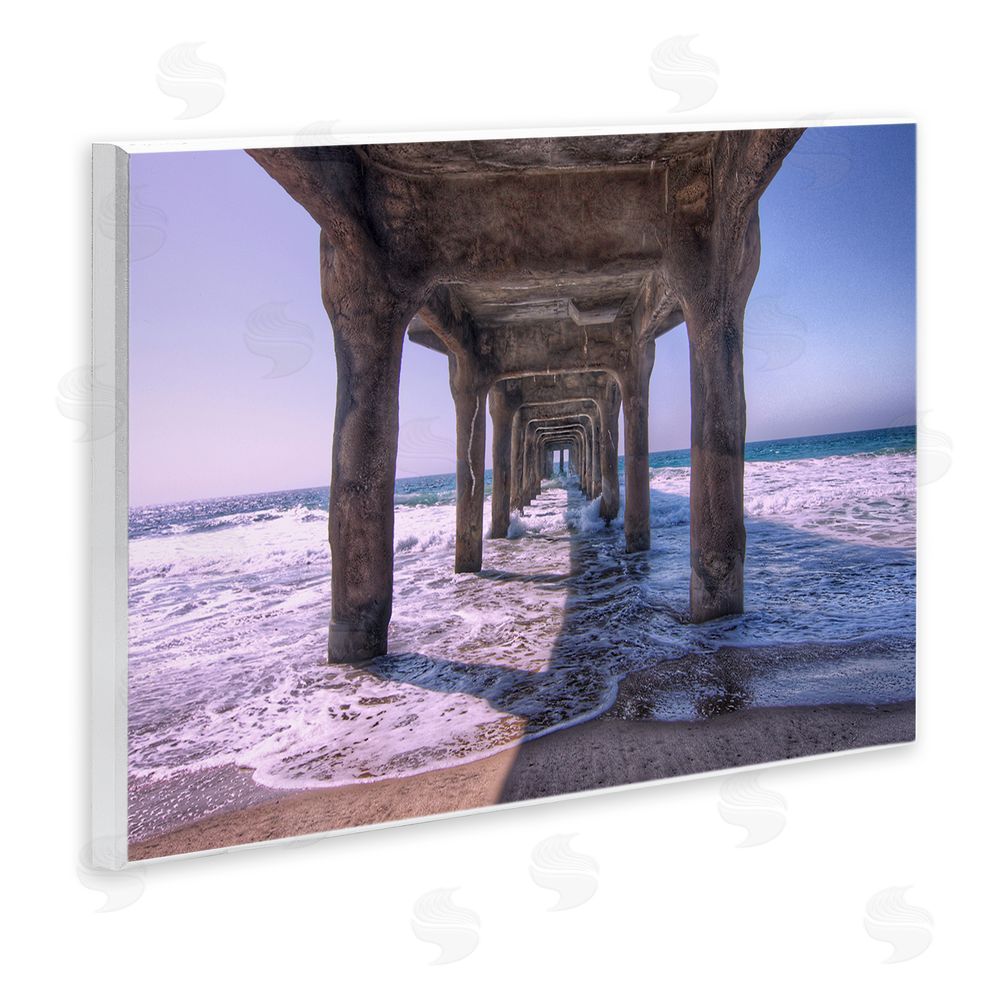 Jeff Poe Photography Waves Under Dock Wooden Wall Plaque Art Print