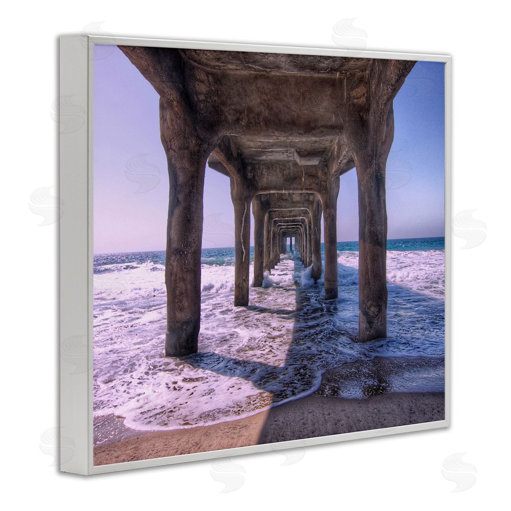 Jeff Poe Photography Waves Under Dock White Framed Giclee Wall Art Print