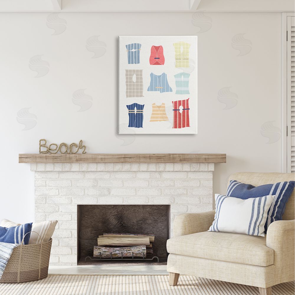 Stupell Studio Modern Life Jackets Canvas Wall Art Print in Room