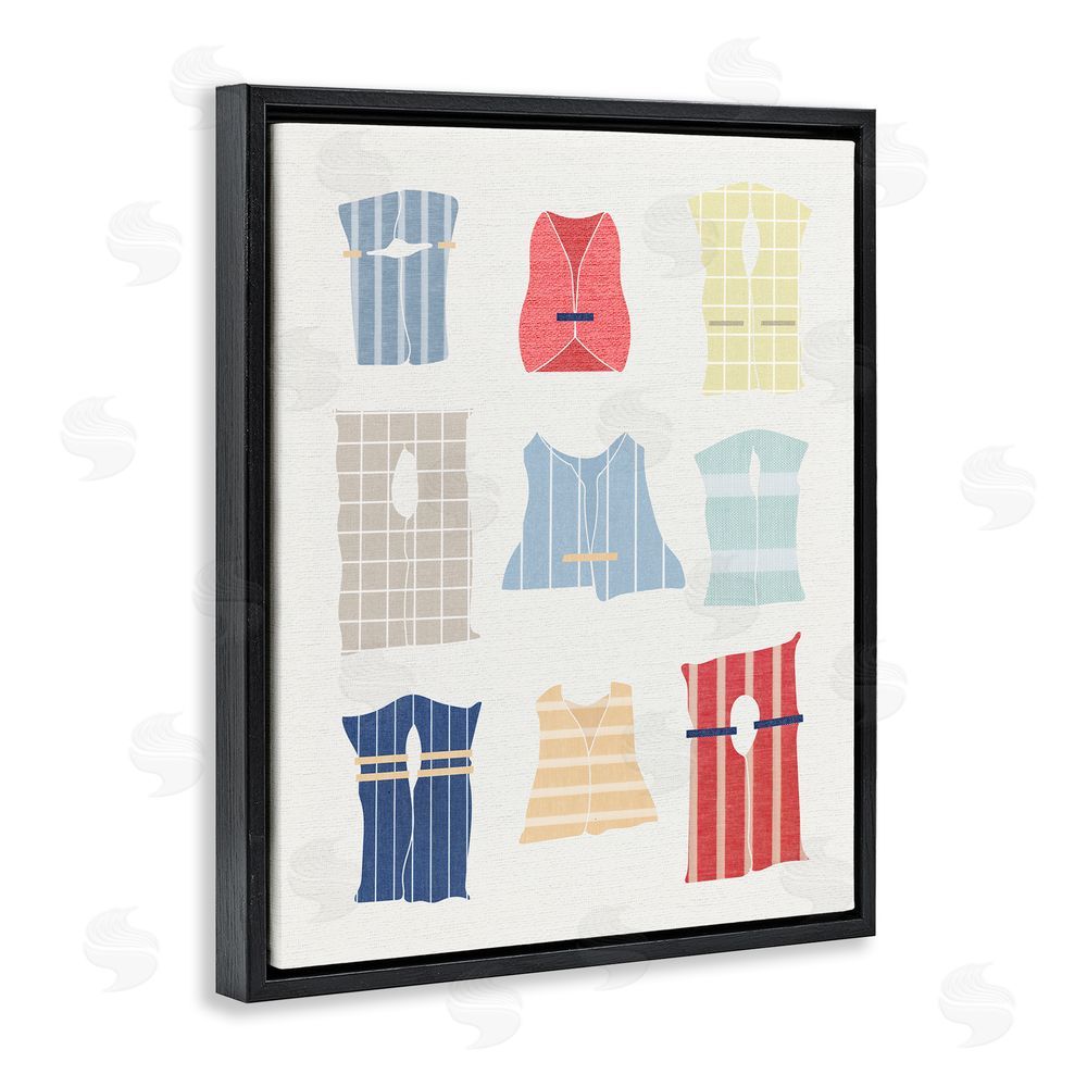 Stupell Studio Modern Life Jackets Black Floating Frame Canvas Wall Art Print