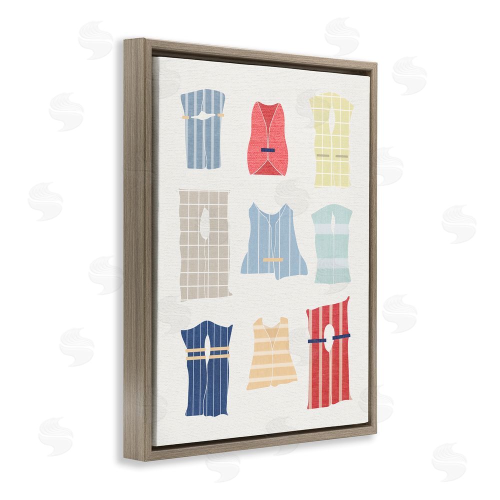 Stupell Studio Modern Life Jackets Brown Floating Frame Canvas Wall Art Print