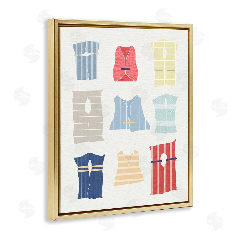 Stupell Studio Modern Life Jackets Gold Floating Frame Canvas Wall Art Print