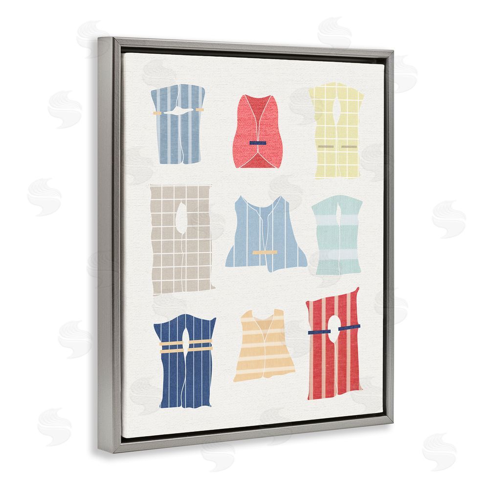 Stupell Studio Modern Life Jackets Gray Floating Frame Canvas Wall Art Print
