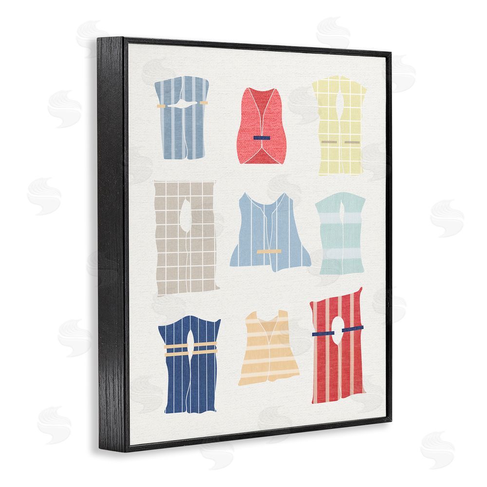 Stupell Studio Modern Life Jackets Black Framed Giclee Wall Art Print