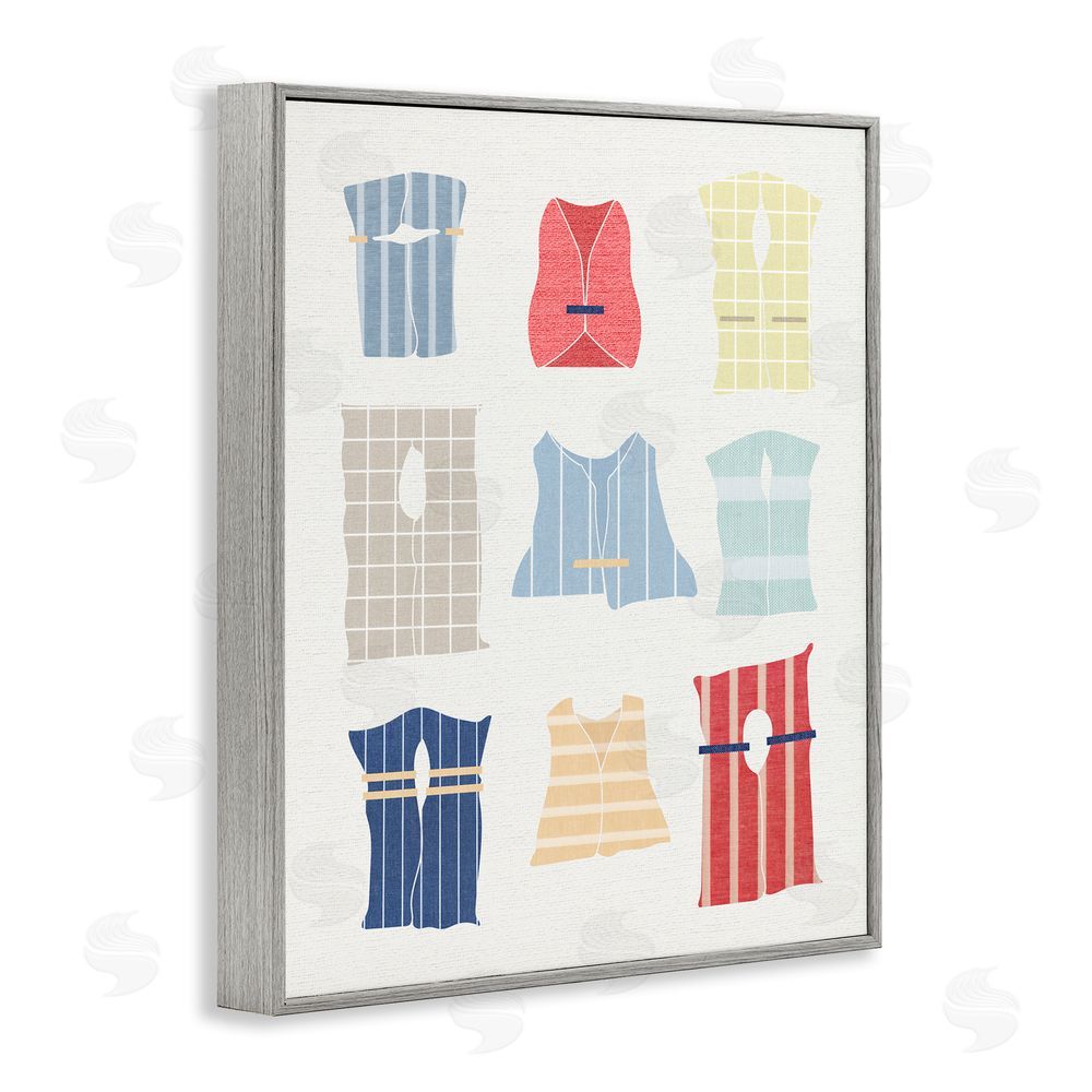Stupell Studio Modern Life Jackets Gray Framed Giclee Wall Art Print