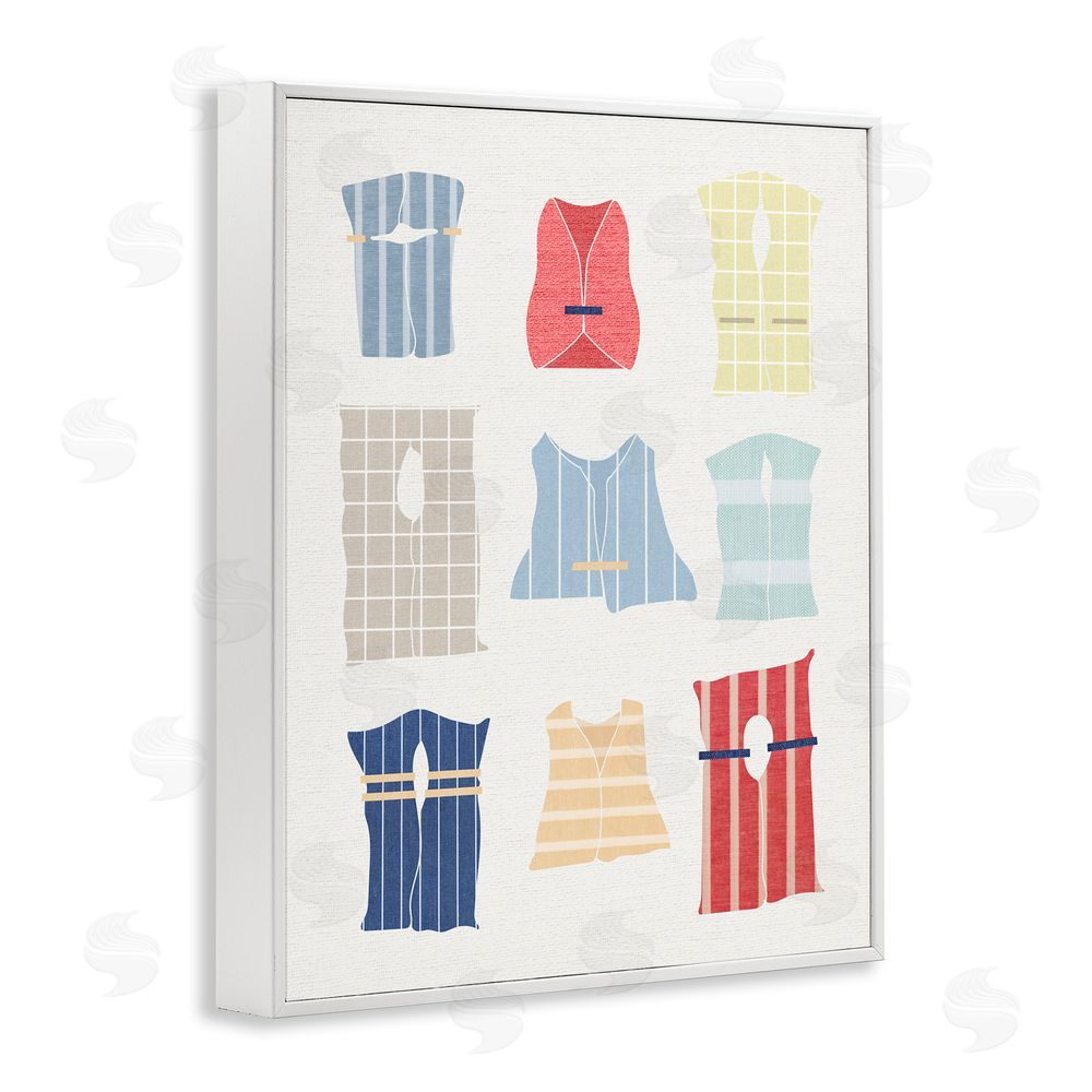 Stupell Studio Modern Life Jackets White Framed Giclee Wall Art Print