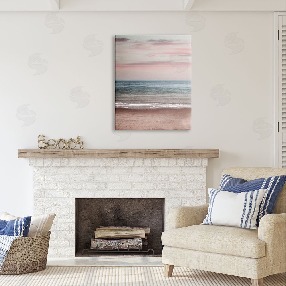 Stupell Studio Pastel Shore Sunrise Canvas Wall Art Print in Room
