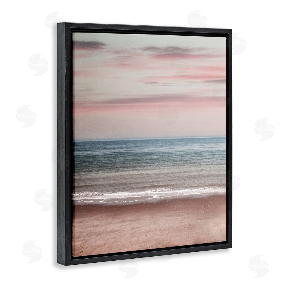 Stupell Studio Pastel Shore Sunrise Black Floating Frame Canvas Wall Art Print