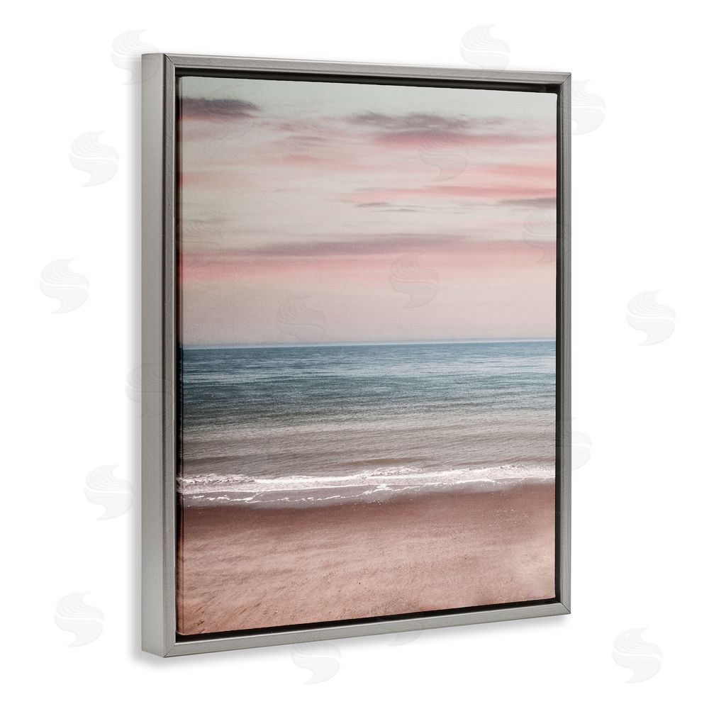 Stupell Studio Pastel Shore Sunrise Gray Floating Frame Canvas Wall Art Print