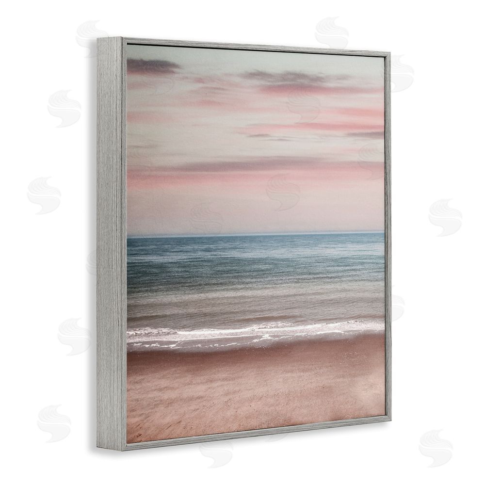 Stupell Studio Pastel Shore Sunrise Gray Framed Giclee Wall Art Print