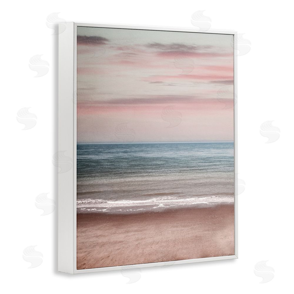 Stupell Studio Pastel Shore Sunrise White Framed Giclee Wall Art Print