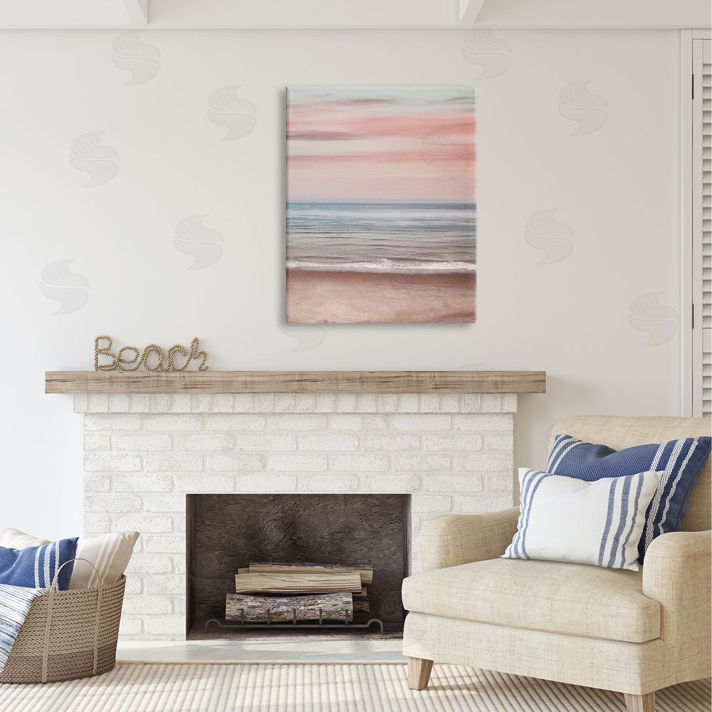 Stupell Studio Pastel Shore Sunset Canvas Wall Art Print in Room