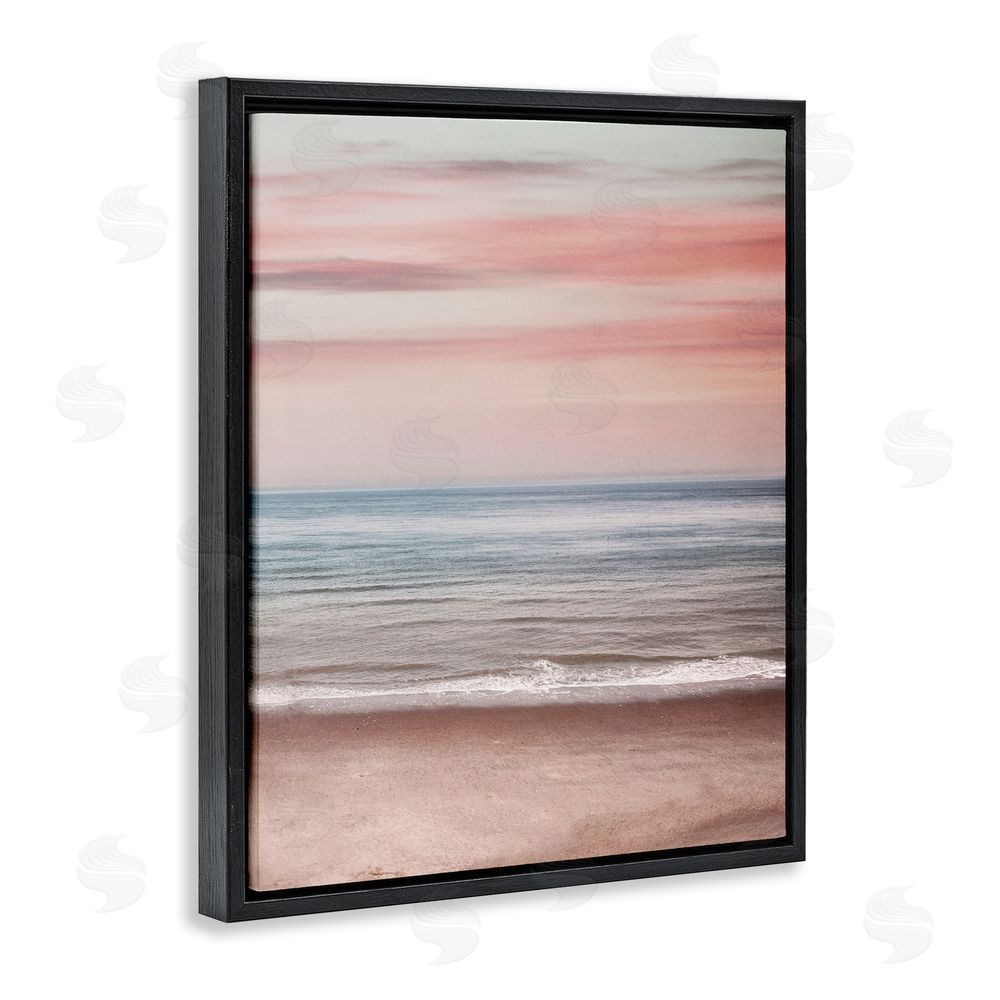 Stupell Studio Pastel Shore Sunset Black Floating Frame Canvas Wall Art Print