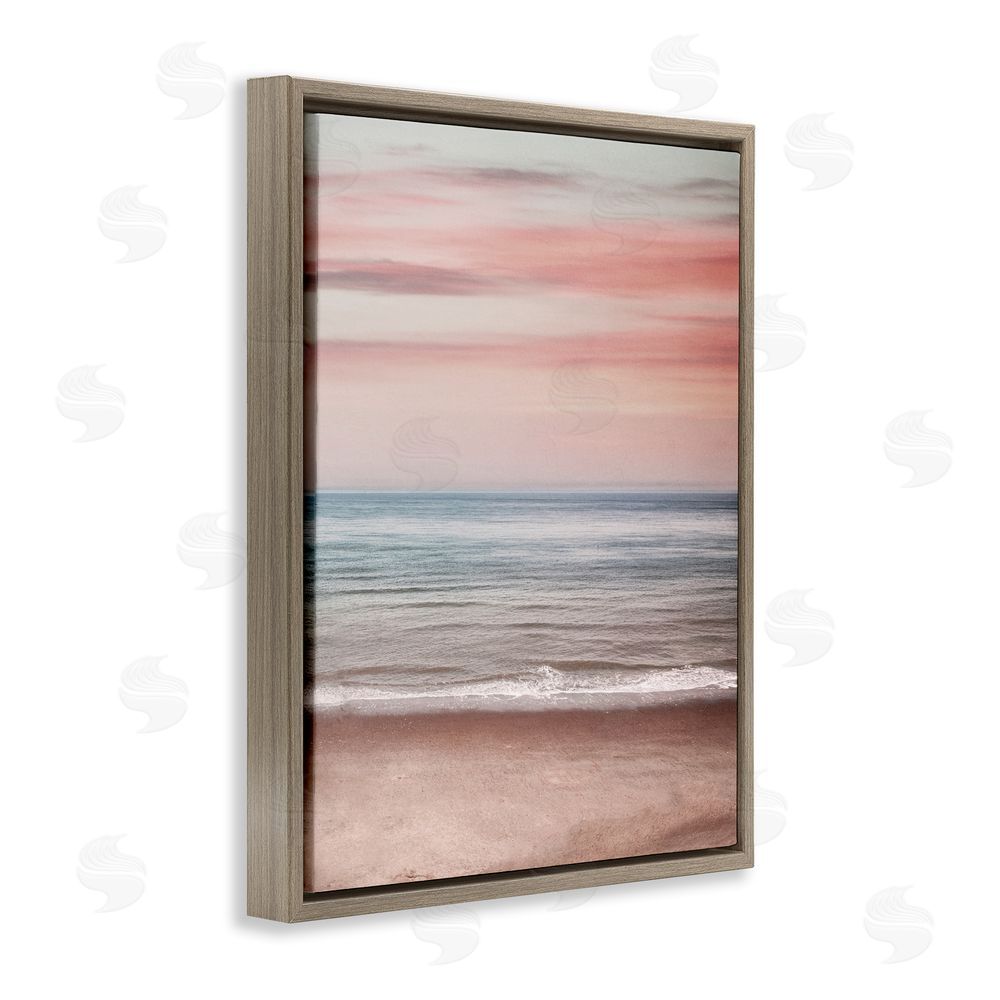 Stupell Studio Pastel Shore Sunset Brown Floating Frame Canvas Wall Art Print