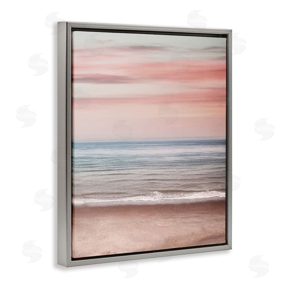 Stupell Studio Pastel Shore Sunset Gray Floating Frame Canvas Wall Art Print