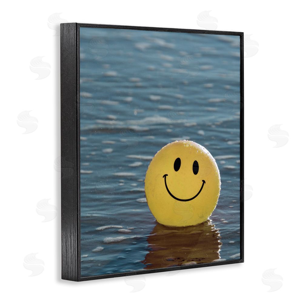 Stupell Studio Smiley Beach Ball Black Framed Giclee Wall Art Print
