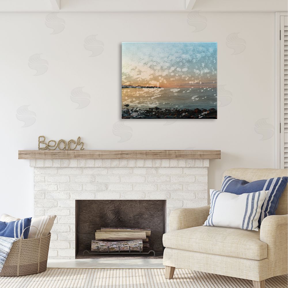 Stupell Studio Abstract Beach Splash Canvas Wall Art Print in Room