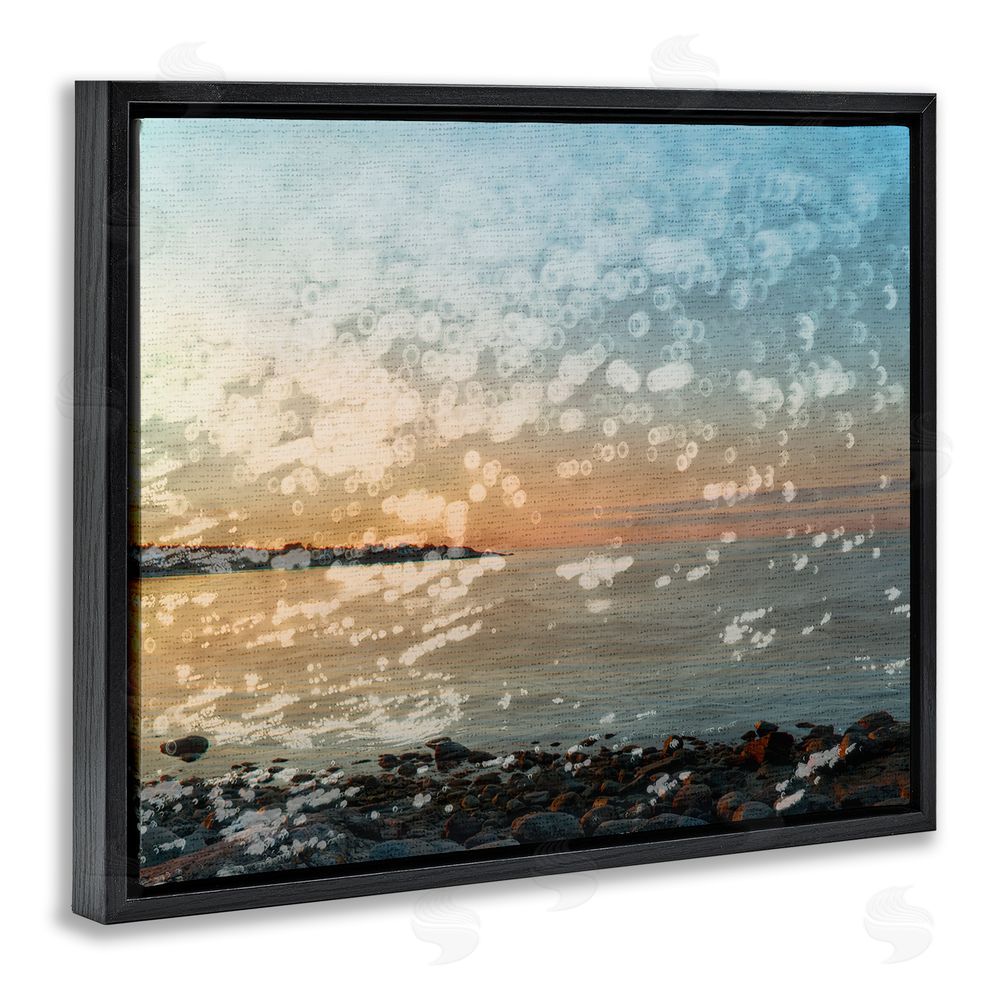 Stupell Studio Abstract Beach Splash Black Floating Frame Canvas Wall Art Print