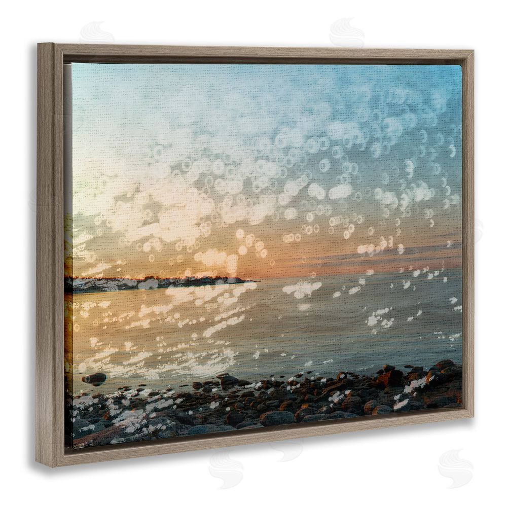 Stupell Studio Abstract Beach Splash Brown Floating Frame Canvas Wall Art Print