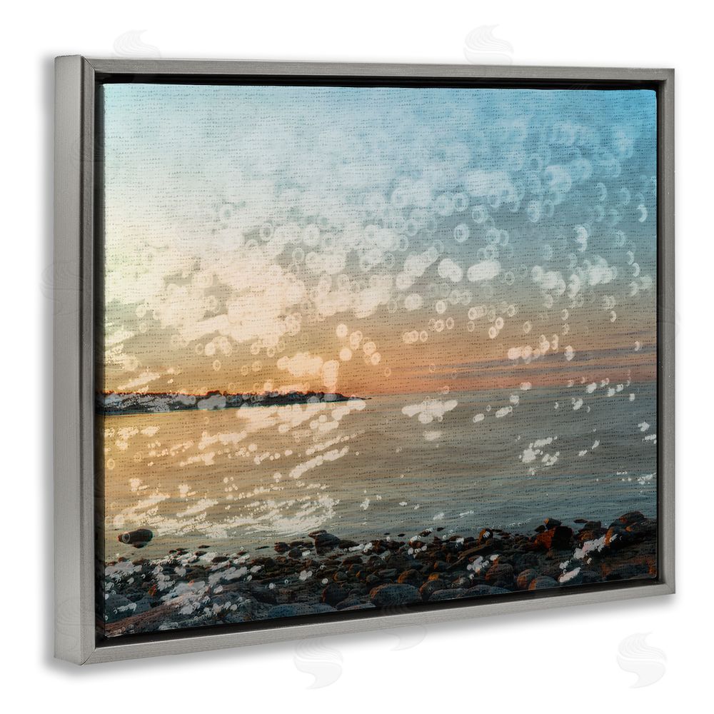 Stupell Studio Abstract Beach Splash Gray Floating Frame Canvas Wall Art Print