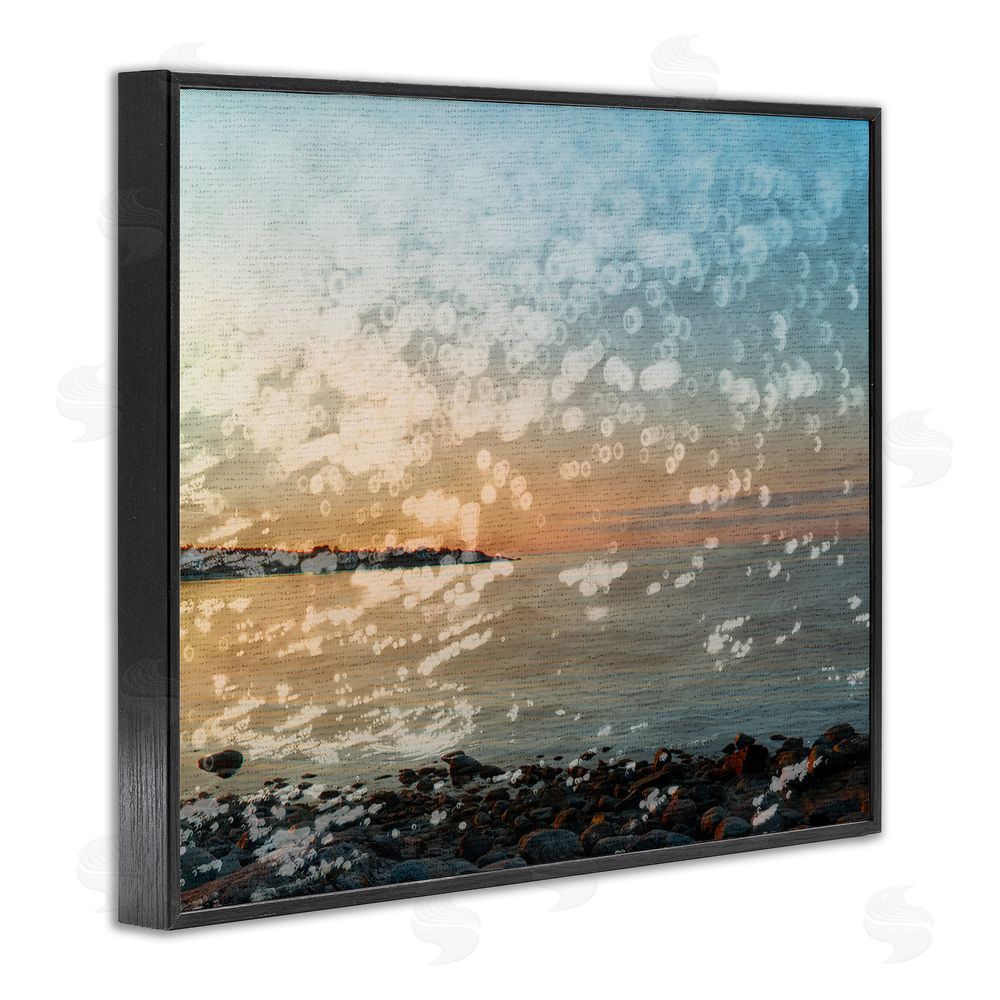 Stupell Studio Abstract Beach Splash Black Framed Giclee Wall Art Print