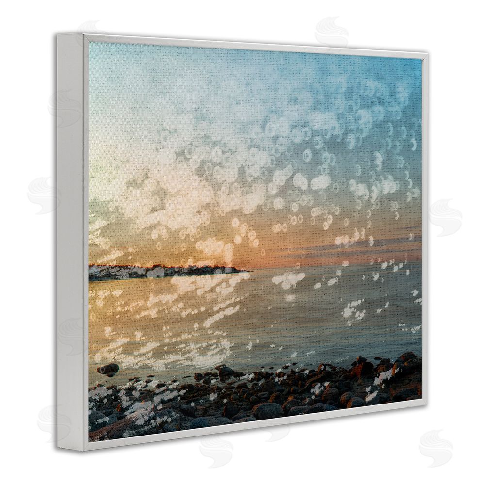 Stupell Studio Abstract Beach Splash White Framed Giclee Wall Art Print