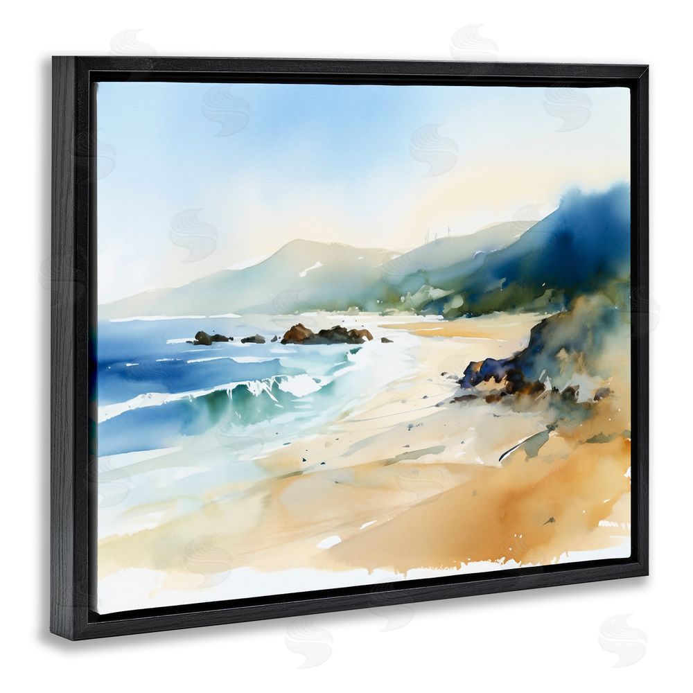 Ray Powers Abstract Beach Scenery Black Floating Frame Canvas Wall Art Print