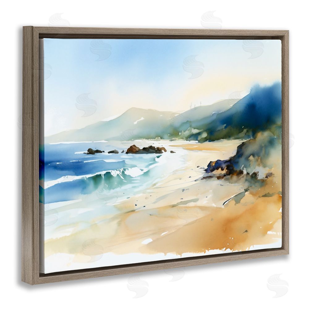 Ray Powers Abstract Beach Scenery Brown Floating Frame Canvas Wall Art Print