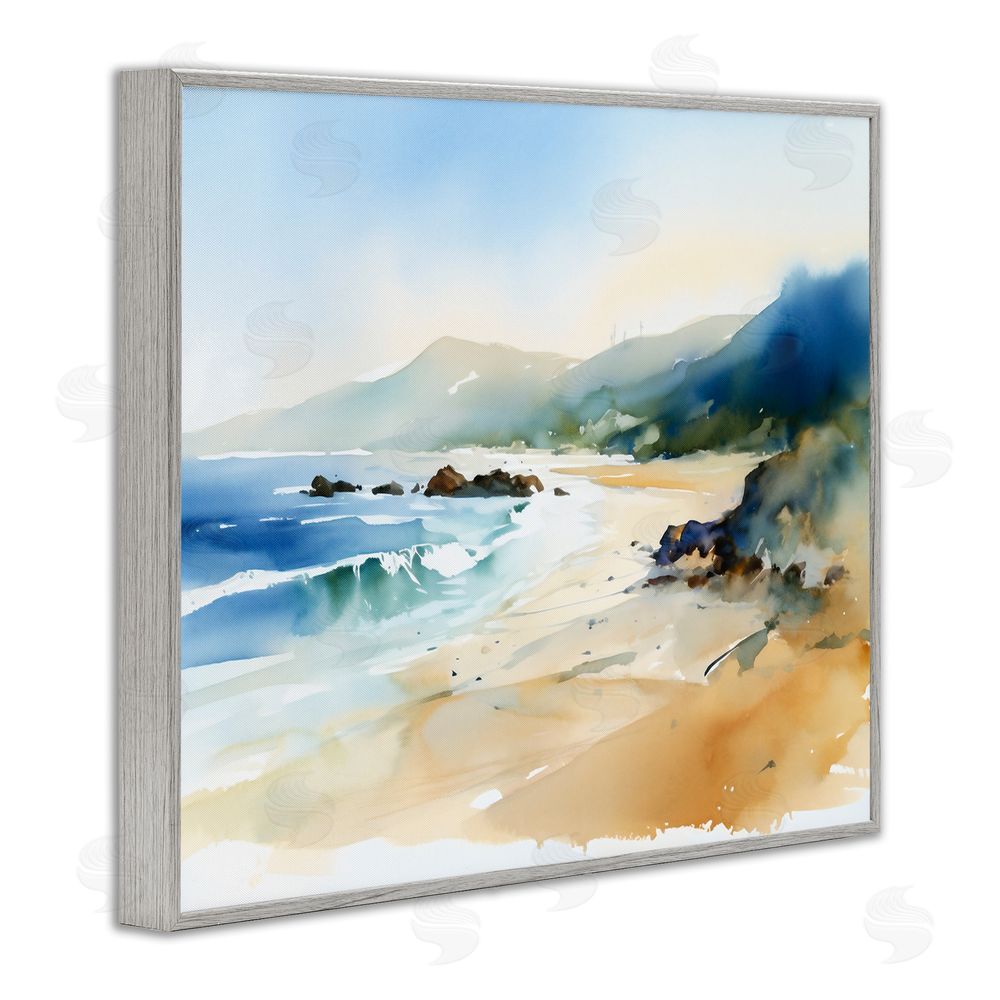Ray Powers Abstract Beach Scenery Gray Framed Giclee Wall Art Print