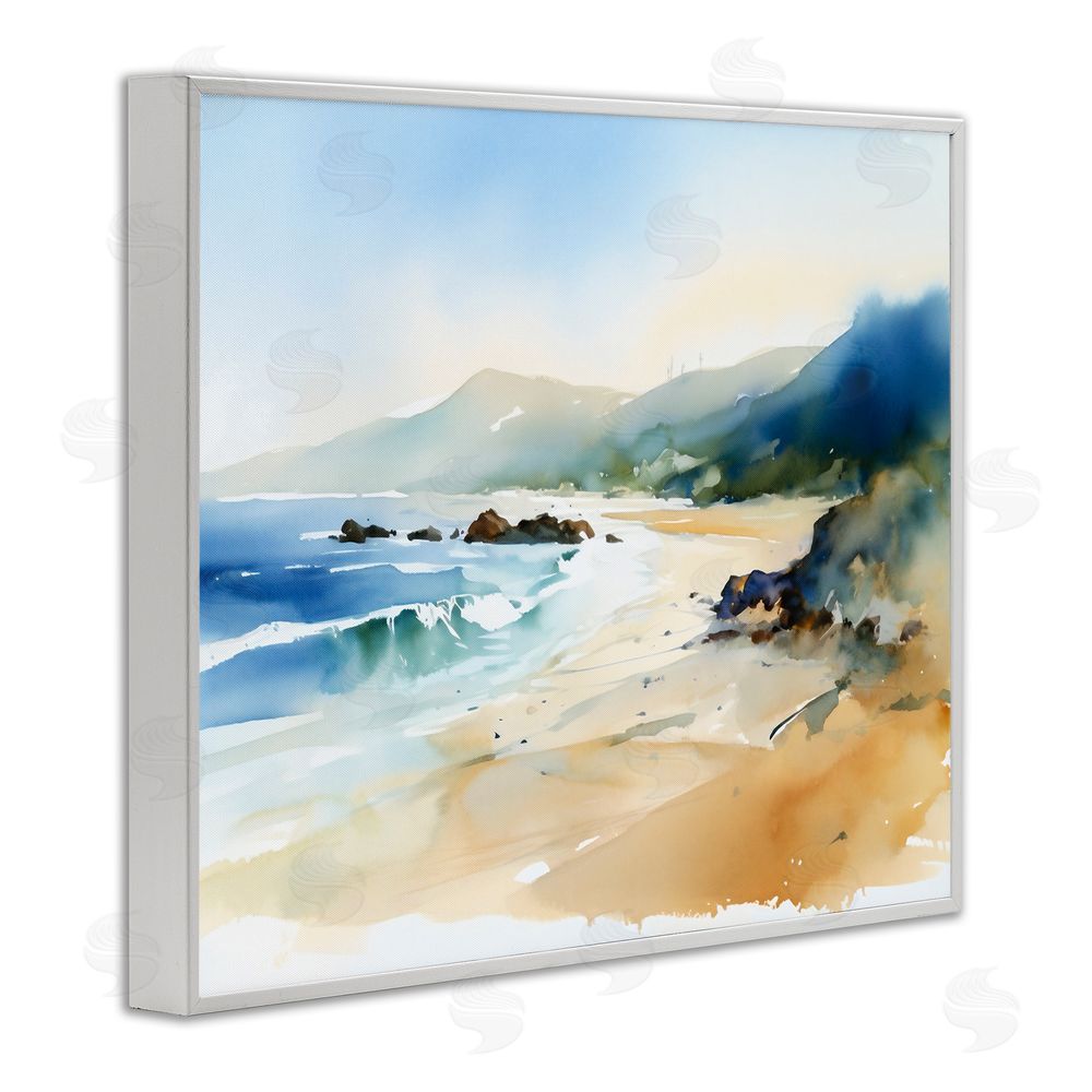 Ray Powers Abstract Beach Scenery White Framed Giclee Wall Art Print