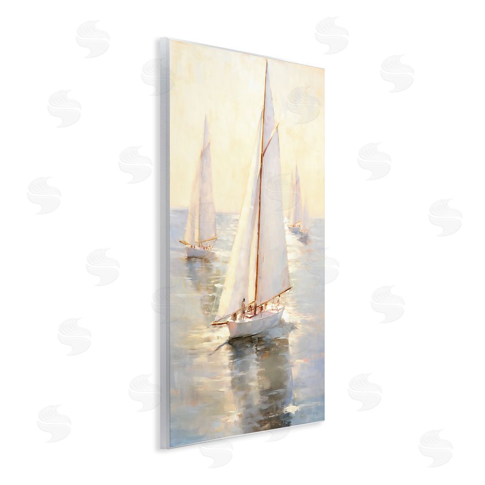 Ray Powers Sunlit Sailboats Painting Wooden Wall Plaque Art Print