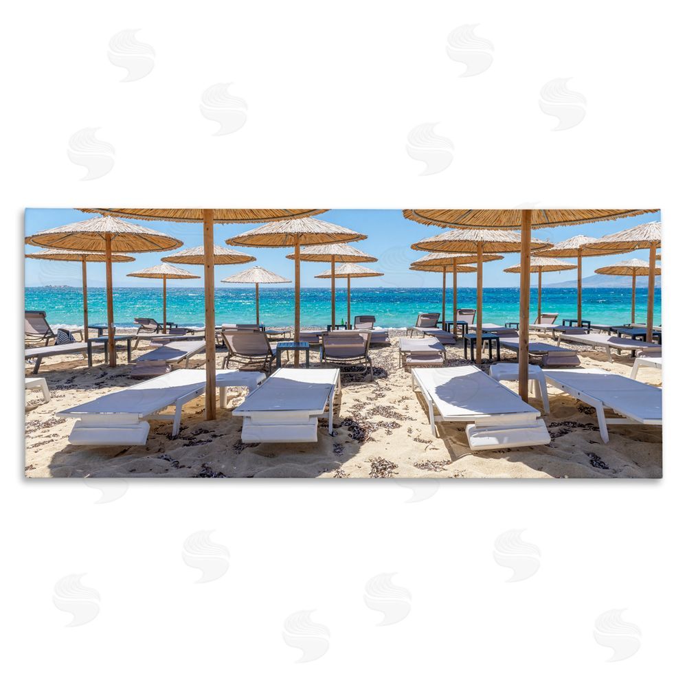 Silver Bamboo Beach Umbrellas Canvas Wall Art Print