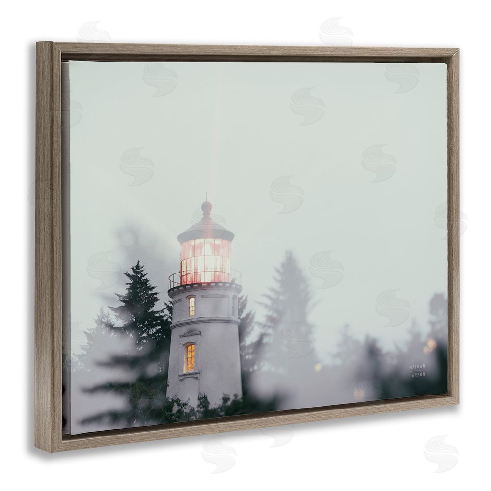 Nathan Larson Oregon Coast Lighthouse Brown Floating Frame Canvas Wall Art Print