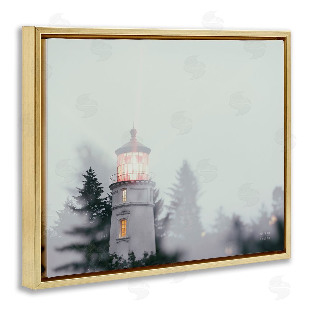 Nathan Larson Oregon Coast Lighthouse Gold Floating Frame Canvas Wall Art Print