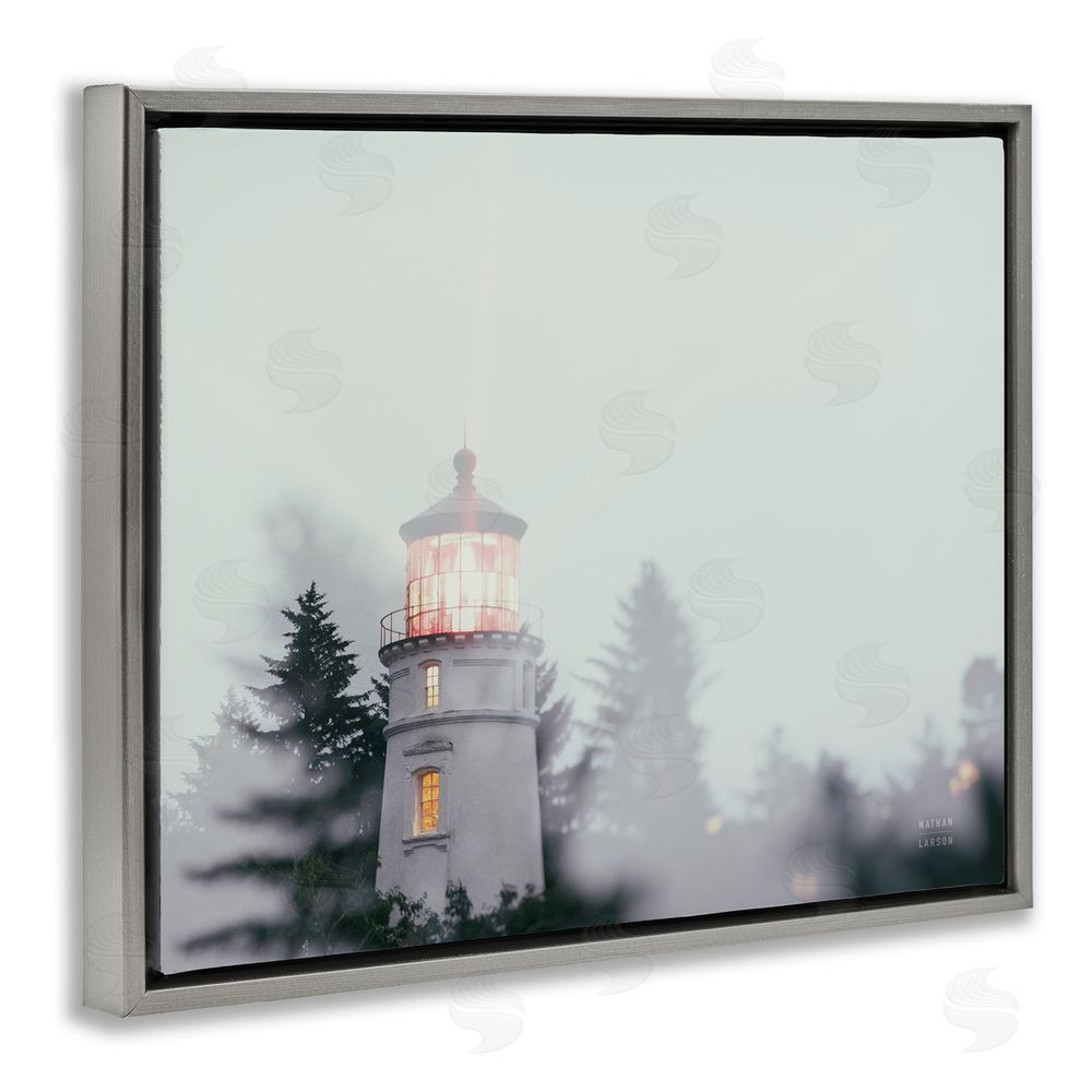 Nathan Larson Oregon Coast Lighthouse Gray Floating Frame Canvas Wall Art Print