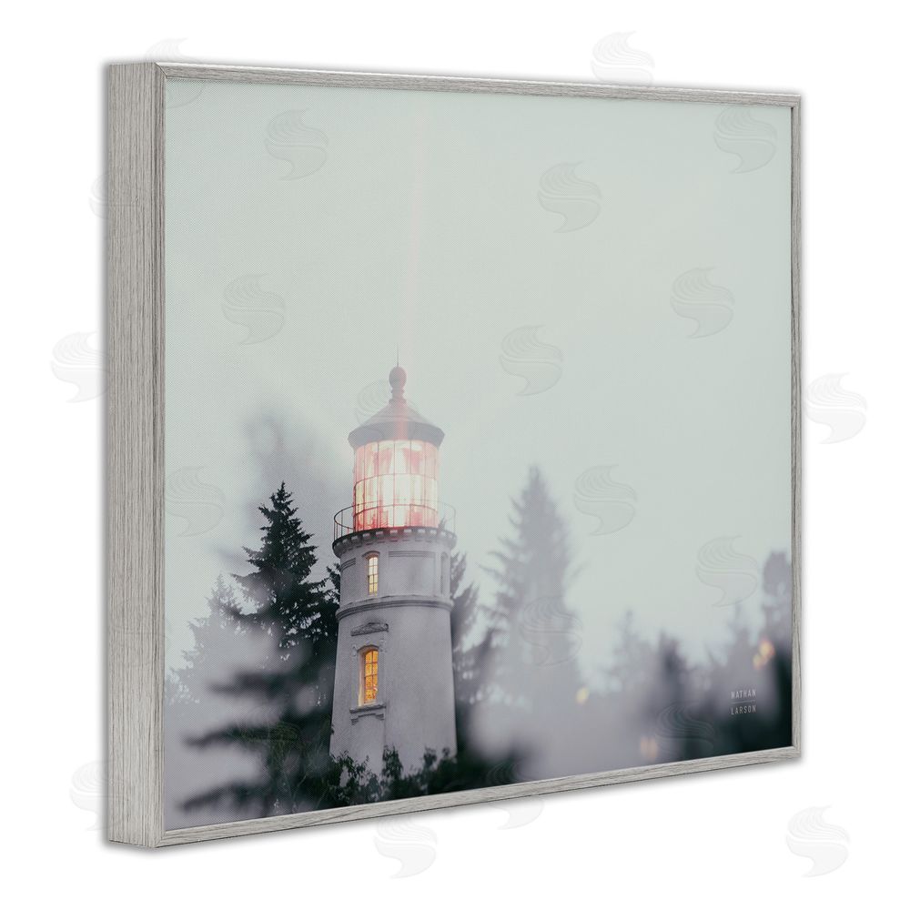 Nathan Larson Oregon Coast Lighthouse Gray Framed Giclee Wall Art Print