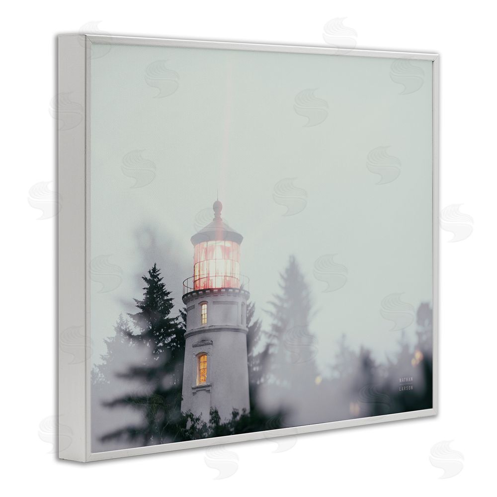 Nathan Larson Oregon Coast Lighthouse White Framed Giclee Wall Art Print