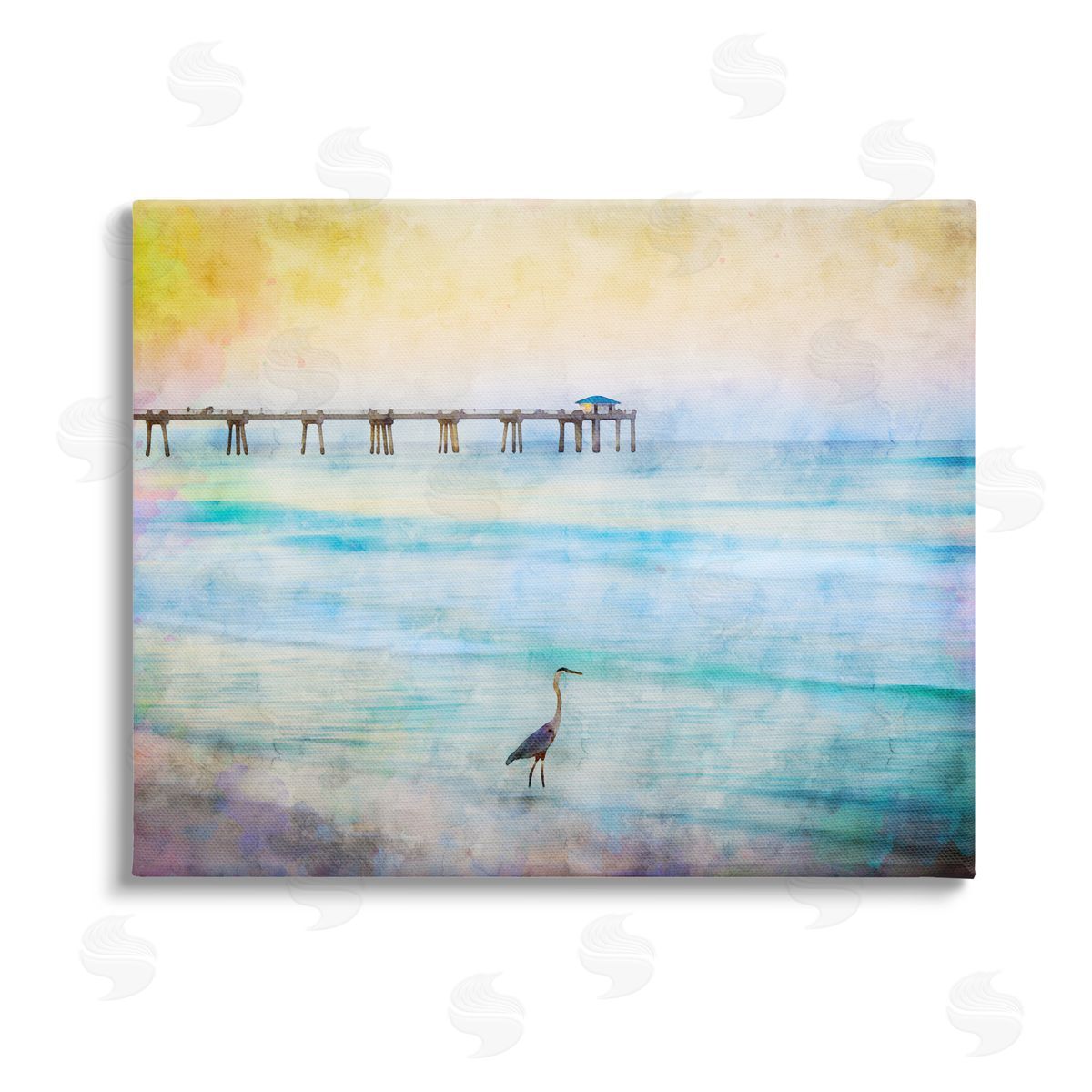 Daniel Sproul Abstract Heron on Shore Canvas Wall Art Print