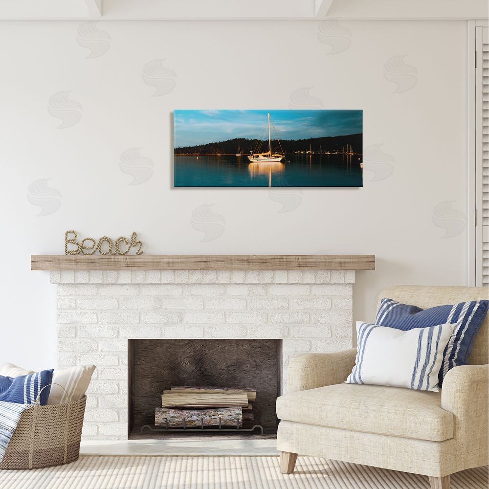 Daniel Sproul Boat Lights at Night Canvas Wall Art Print in Room