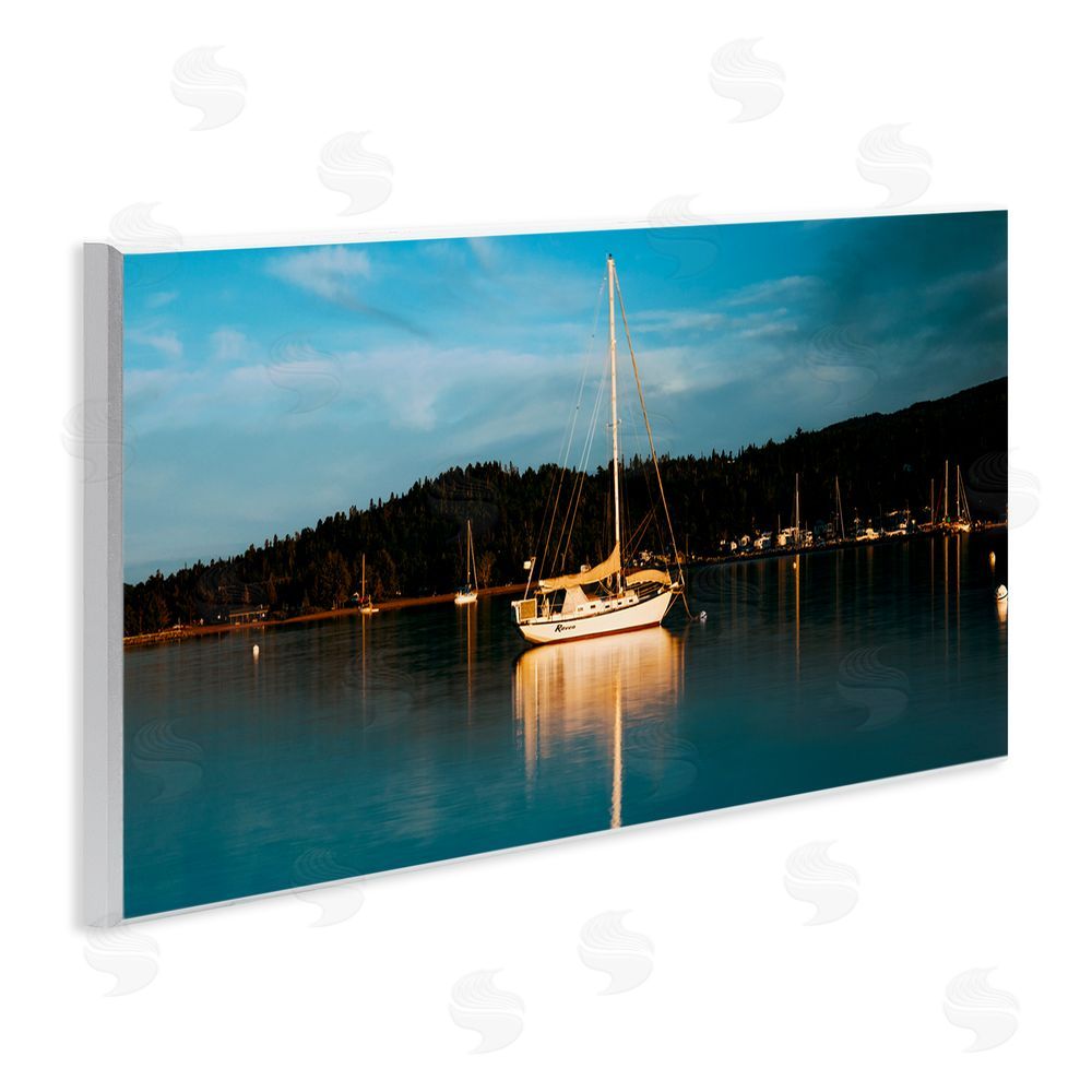 Daniel Sproul Boat Lights at Night Wooden Wall Plaque Art Print