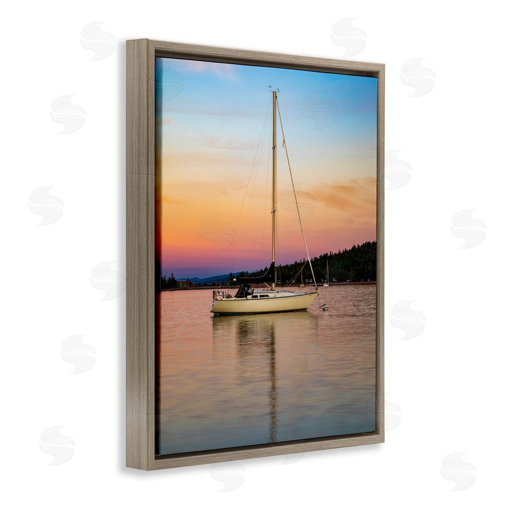 Daniel Sproul Sunset Boat Photography Brown Floating Frame Canvas Wall Art Print