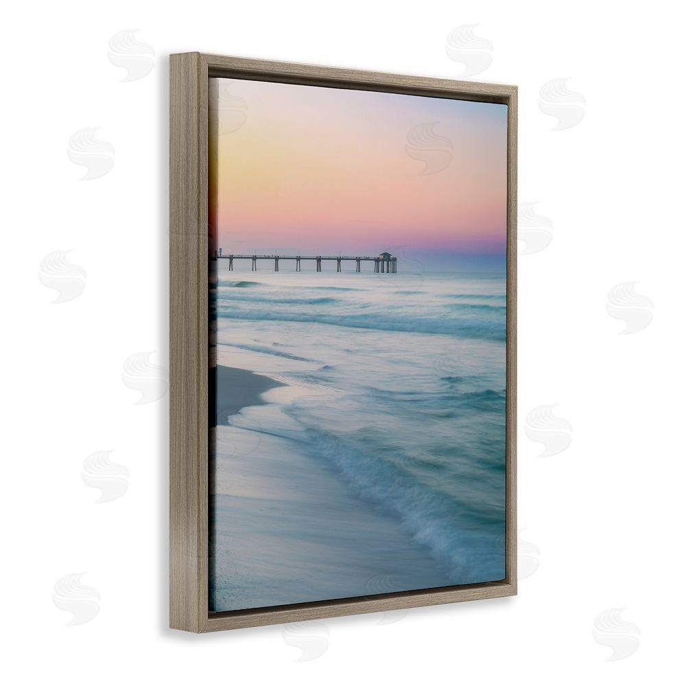 Daniel Sproul Beach Waves Photography Brown Floating Frame Canvas Wall Art Print