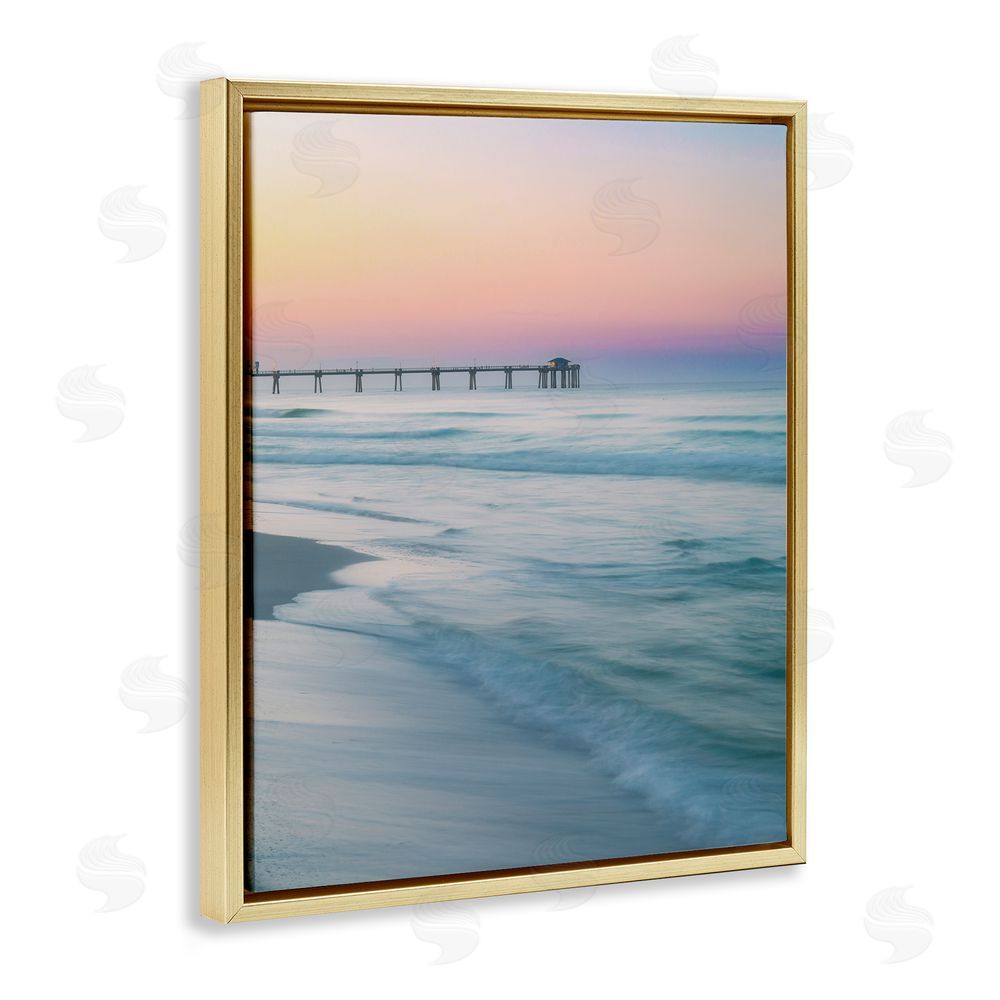 Daniel Sproul Beach Waves Photography Gold Floating Frame Canvas Wall Art Print