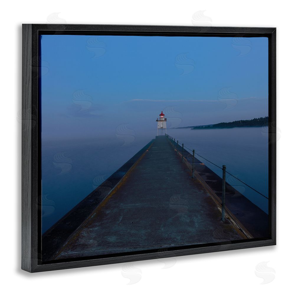 Daniel Sproul Lighthouse at Night Black Floating Frame Canvas Wall Art Print