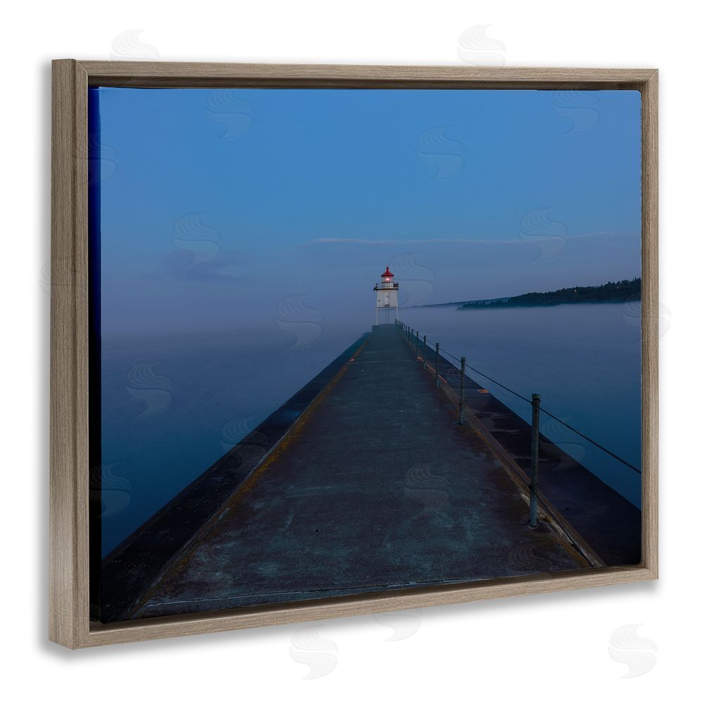 Daniel Sproul Lighthouse at Night Brown Floating Frame Canvas Wall Art Print